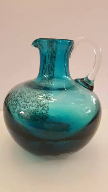 BIG Blue Schott Zwiesel Glas Vase Krug Design Heinrich Löffelhardt 70er Jahre