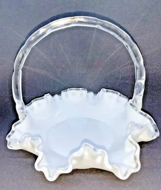 Fenton Ruffle Silver Crest Bowl Candy Dish Basket With Handle