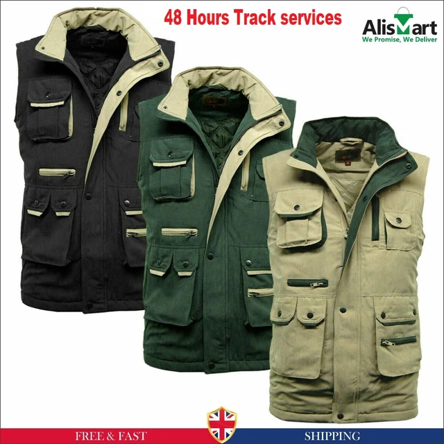 Gilet da uomo imbottito gilet da caccia suffolk scaldacardi multitasca pesca tiro