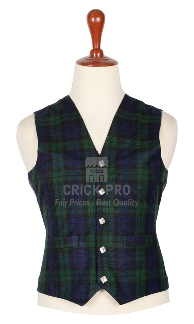 Black Watch Scottish Tartan WAISTCOAT | Handmade Traditional 5 Button Kilt Vest