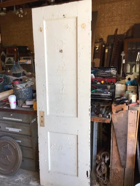 An 170 Antique Two Panel Painted Passage Door Closet Door With Mirror 24 X 79.5