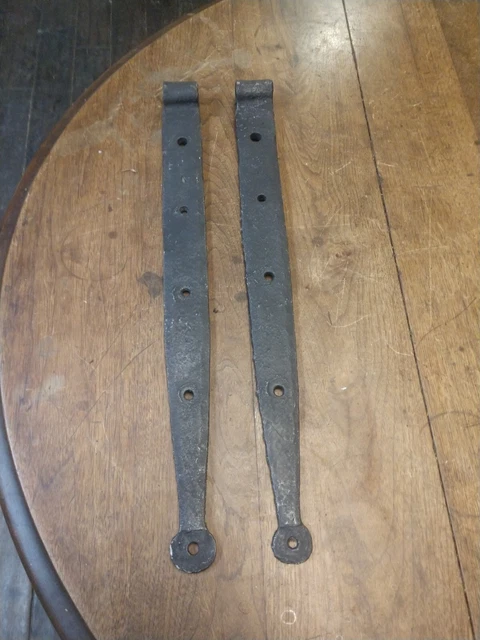 2 ANTIQUE Hand Forged 20" Strap Hinges  Barn door Rustic 5