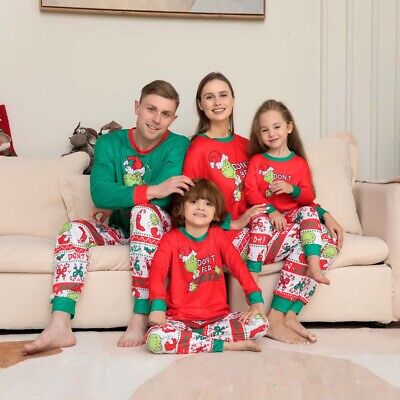Pigiami di Natale stampa Grinch famiglia abbinati ragazzi ragazze set pigiami costumi da notte