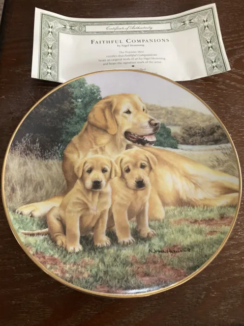 FAITHFUL COMPANIONS Lab dog pet Porcelain Plate, Franklin Mint NIGEL HEMMING