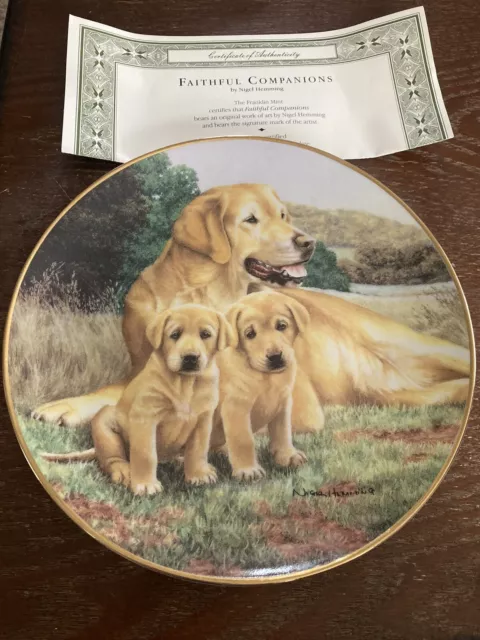 FAITHFUL COMPANIONS Lab dog pet Porcelain Plate, Franklin Mint NIGEL HEMMING