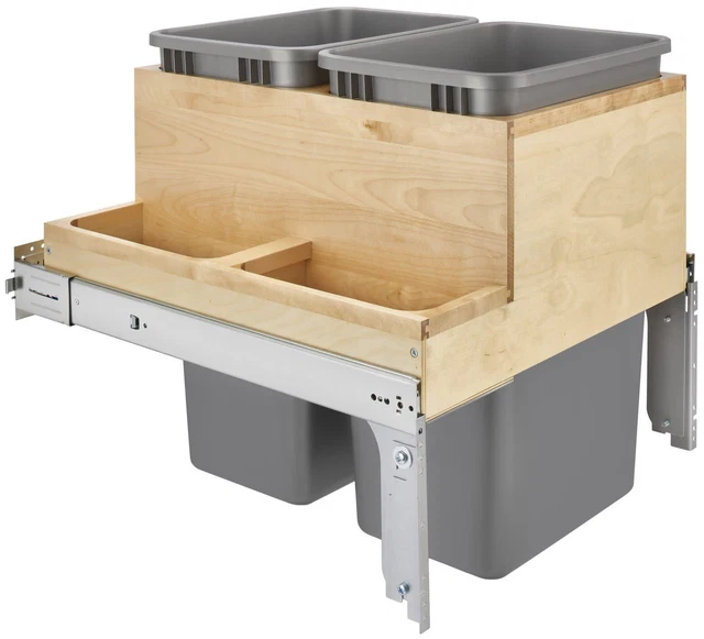 Rev-A-Shelf 4WCTM-2450BBSCDM-2 4WCTM Top Mount Double Bin Trash - Natural Maple