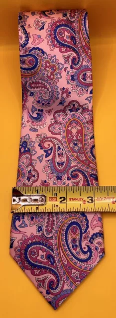 Countess Mara 100% Silk Mens Pink Paisley Necktie EUC 3