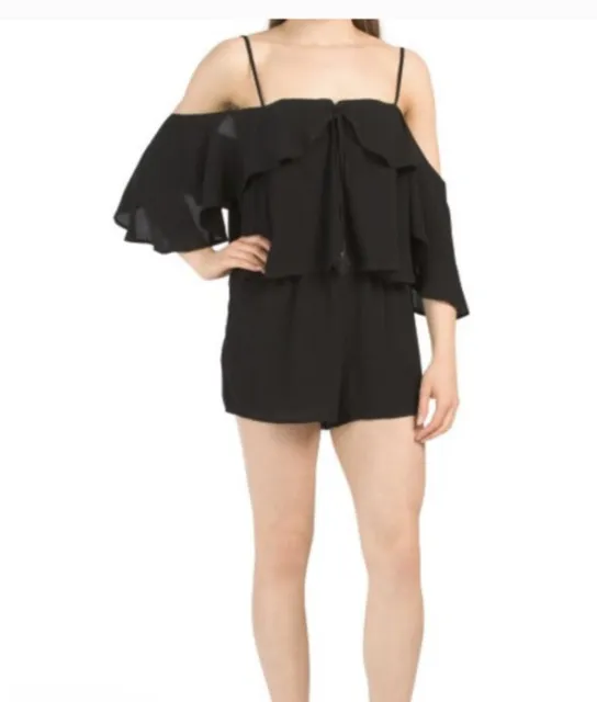 L Space | Black Seaside Cold Shoulder Romper Womens Size Small