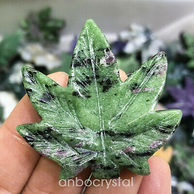 top！Natural Zoisite Quartz Hand Carved Leaves Skull Crystal healing 1pc