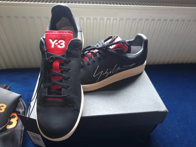Y 3 YOHJI COURT Trainers Black Red White Brand New Size 5.5
