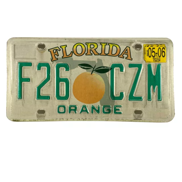 Florida License Plate 2002 Vintage Original Tag Single Orange