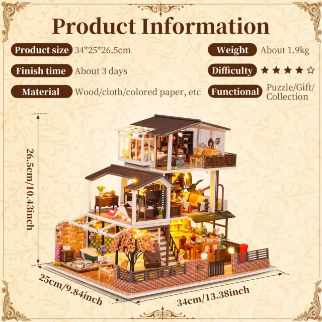 DIY Miniature Dollhouse Kit 1:24 Scale Wooden Dollhouse Making Kit with WaYGC