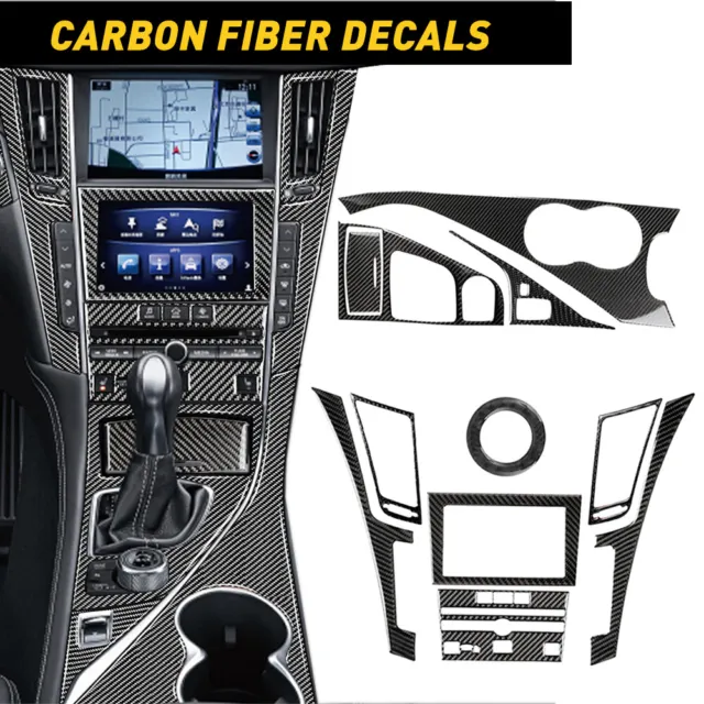 Carbon Fiber Full Interior Kit Set Cover Trim For Infiniti Q50 Q60 2014-2019 HOT