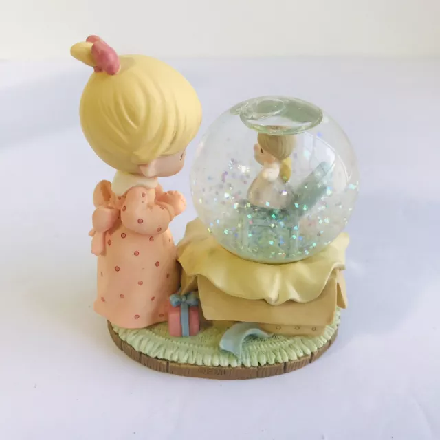 Vintage NIB Enesco Precious Moments 1998  Snowglobe Girl Looking At Angel Gift