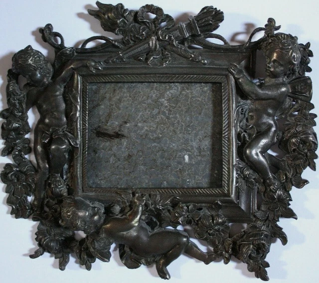 Bilder RAHMEN,Foto,ENGEL,Amoretten,antik,Antique MOURNING CHERUB Photo FRAME