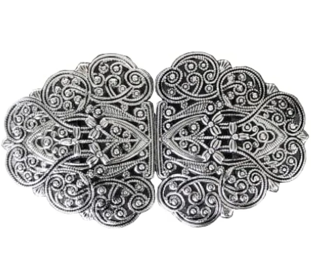 Chiusura Dirndl tradizionale argento color metallo 90mmx50mm ponte 30mm