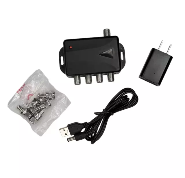 4 Ports TV Antenna Amplifier HDTV Cable Audio Video Signal Booster Splitter