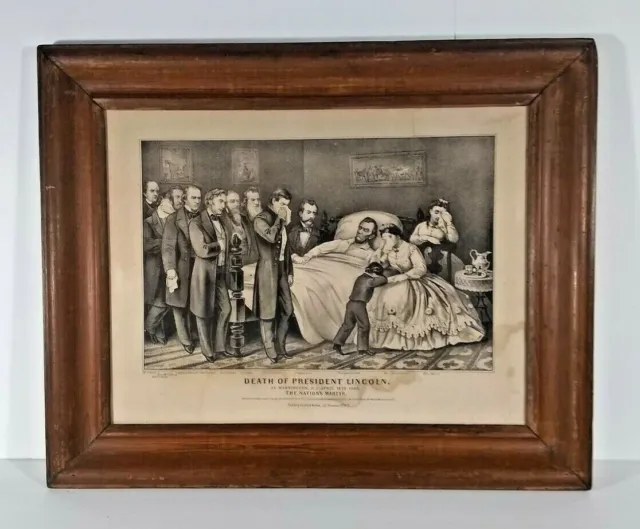 Abraham Lincoln Antique Currier & Ives Lithograph President Deathbed 1861-1865