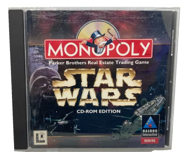 1997 Monopoly Star Wars CD ROM PC Game Lucas Arts, Free Post