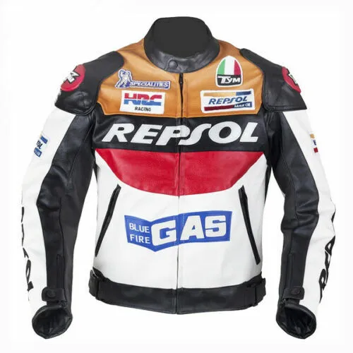 Honda Repsol Racing Motorbike Leather Jacket in Cowhide/5 Ce Approved Protection