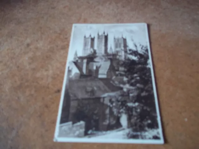 Lincoln Cathedral from S.W. black / white Postcard unposted topographical