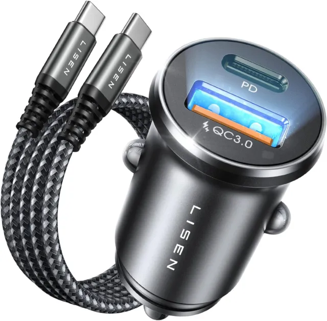LISEN Chargeur Voiture USB C 54 W PD&QC3.0 Prise Allume Cigare USB Allume Cigare