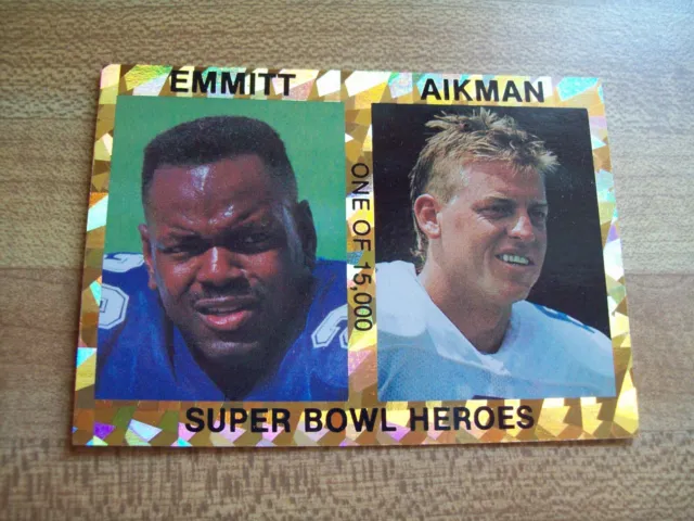 Emmitt Smith & Troy Aikman Dallas Cowboys Super Bowl Heroes Promo Card 1993-94