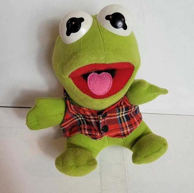 Vintage 1980s Baby Kermit the Frog Plush Toy Stuffed Animal 1987 Muppets