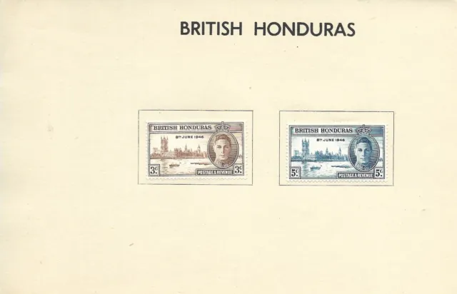 8/6/46 King George V1 Victory & Peace Mint Hinged British Honduras Stamps