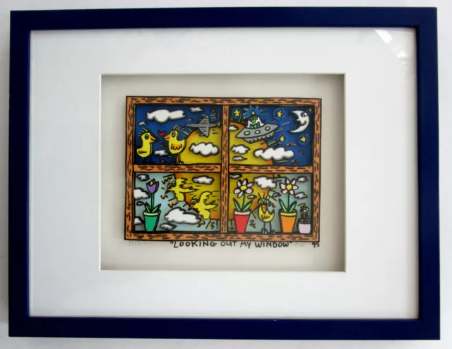 James Rizzi * 3D Looking Out My Window 1995 * Handsigniert Gerahmt  ! Rarität ! 2