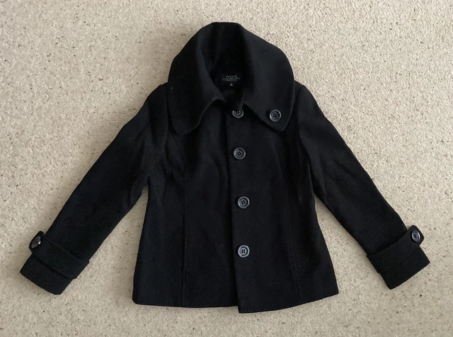 DEBENHAMS PETITE COLLECTION Women s Black Pea Coat Jacket Button