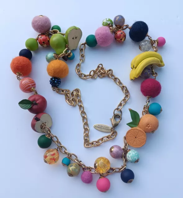 Vtg Lenora Dame Chunky Colorful Mixed Material Fruit Salad Necklace HTF