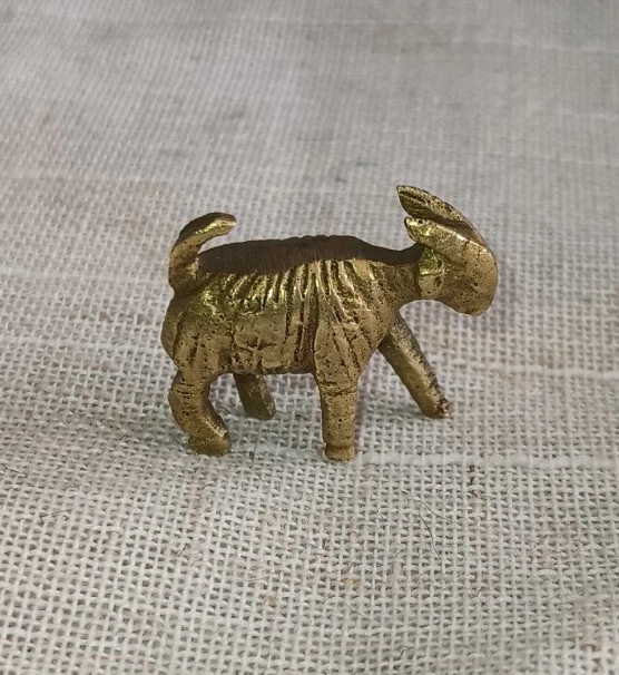 Vintage Miniature Solid Brass Goat Figurine 1"