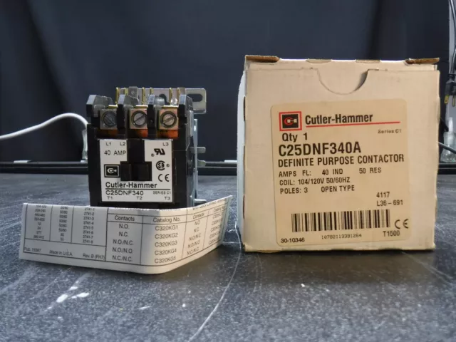 Cutler Hammer C25DNF340A 104/120V 50/60Hz Pole 3 Definite Purpose Contactor