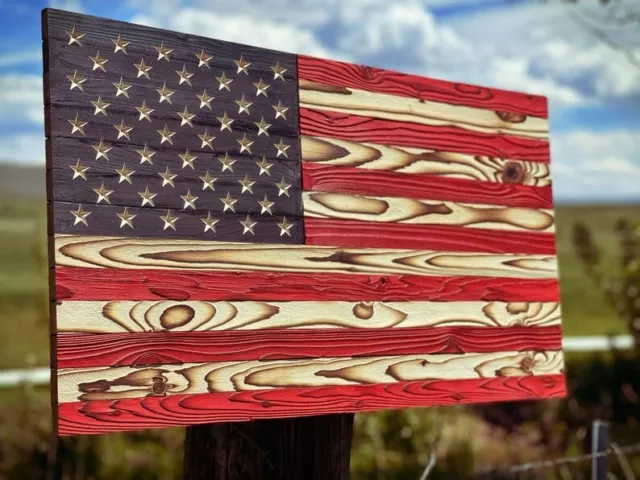 American Flag Wooden , Pallet Flag, Handcrafted Art, Distressed Flag