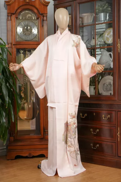 Dear Vanilla Japanese Silk Homongi Kimono Women's Authentic Japan Vintage Mint