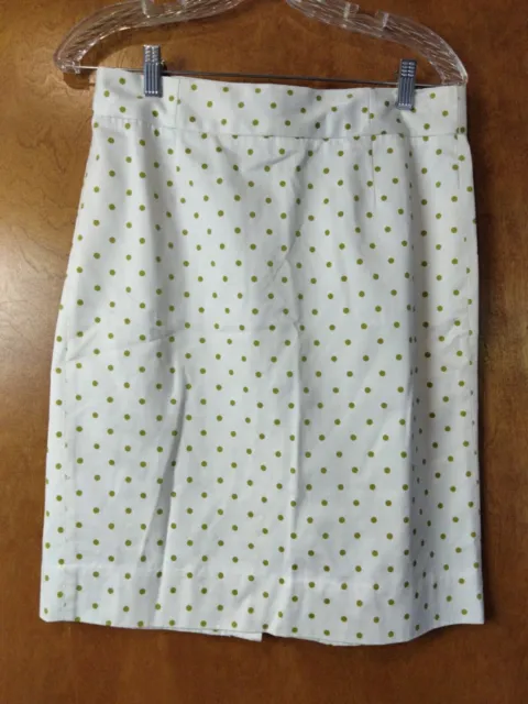 JCrew Women Pencil Skirt Cream With Green Dots Size 6