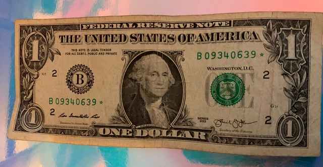 2013 one dollar B Series star note B09340639*