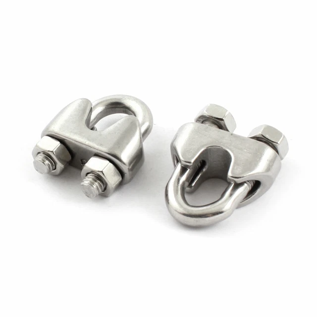 2Pcs Câble acier inox Collier Selle Clip 8mm 3/8" Câble Métal