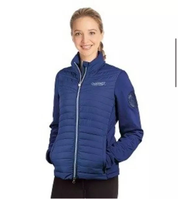 Equestrian Ovation Darlene Light Puffer Jacket Size L Ice Blue Rhinestone NWT