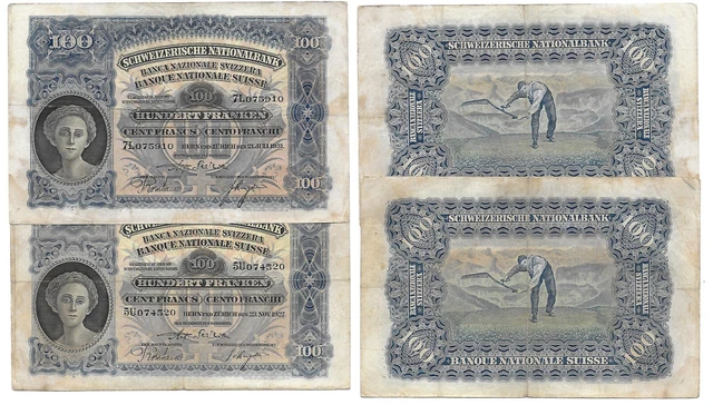 Suisse Switzerland LOT 100 Francs 1927 + 1931