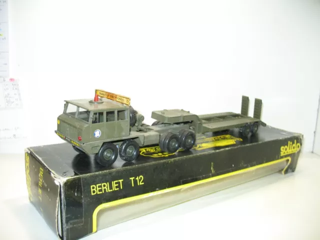 SOLIDO BERLIET T12 porte char militaire giro rouge +rétroviseur +boite d'origine