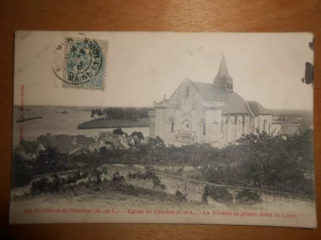 CPA  carte postale église de candes maine et loire