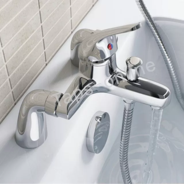 Modern Chrome Bathroom Taps Bath Filler Shower Mixer Tap with Shower Hand Held