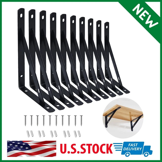 10 Pack Shelf L Brackets Heavy Duty Shelf Bracket Black Metal Home 12" x 8" New 10 Pack Shelf L Brackets Heavy Duty Shelf Bracket Black Metal Home 12" x 8" New