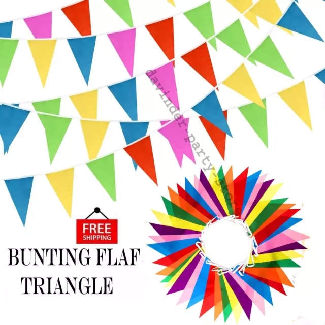 10 Metre Coloured Bunting 20 Flags for Party Decorations and Celebrations