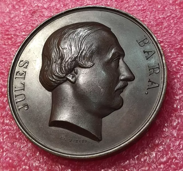 1871 Famous Belgian Mason bronze medal by Jewish medalist Charles Wiener