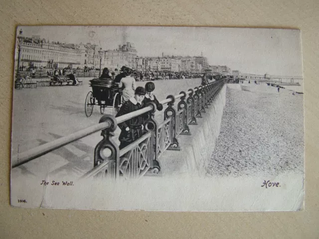 Very Old Postcard THE SEA WALL, HOVE. Used 1903. Standard size.