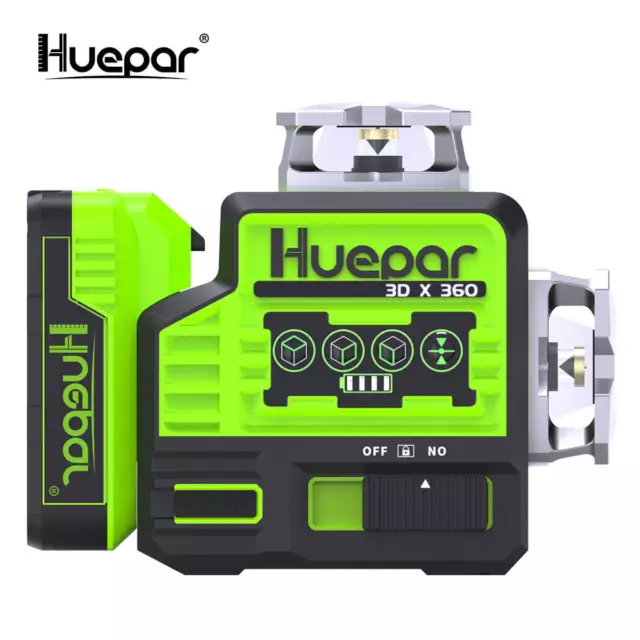 Huepar 360 Laser Level Self Leveling Green beam 3D Bluetooth Remote Control