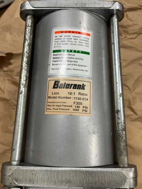 Balcrank Lion Pump 1130-024 10:1 oil pump 1500psi refurbished 3